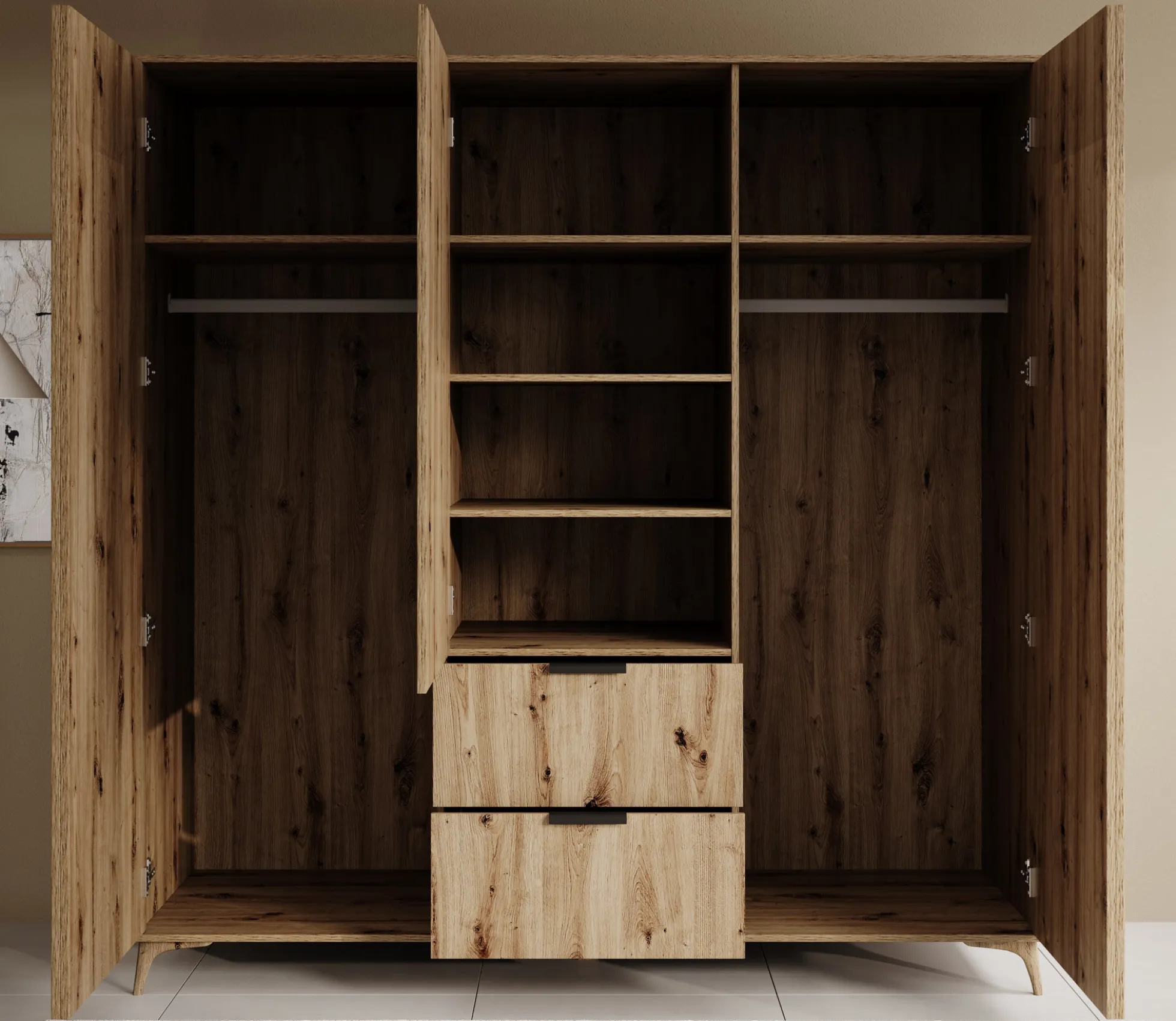 Evy - Kledingkast 3-deurs - Eiken - 185x60x192 cm