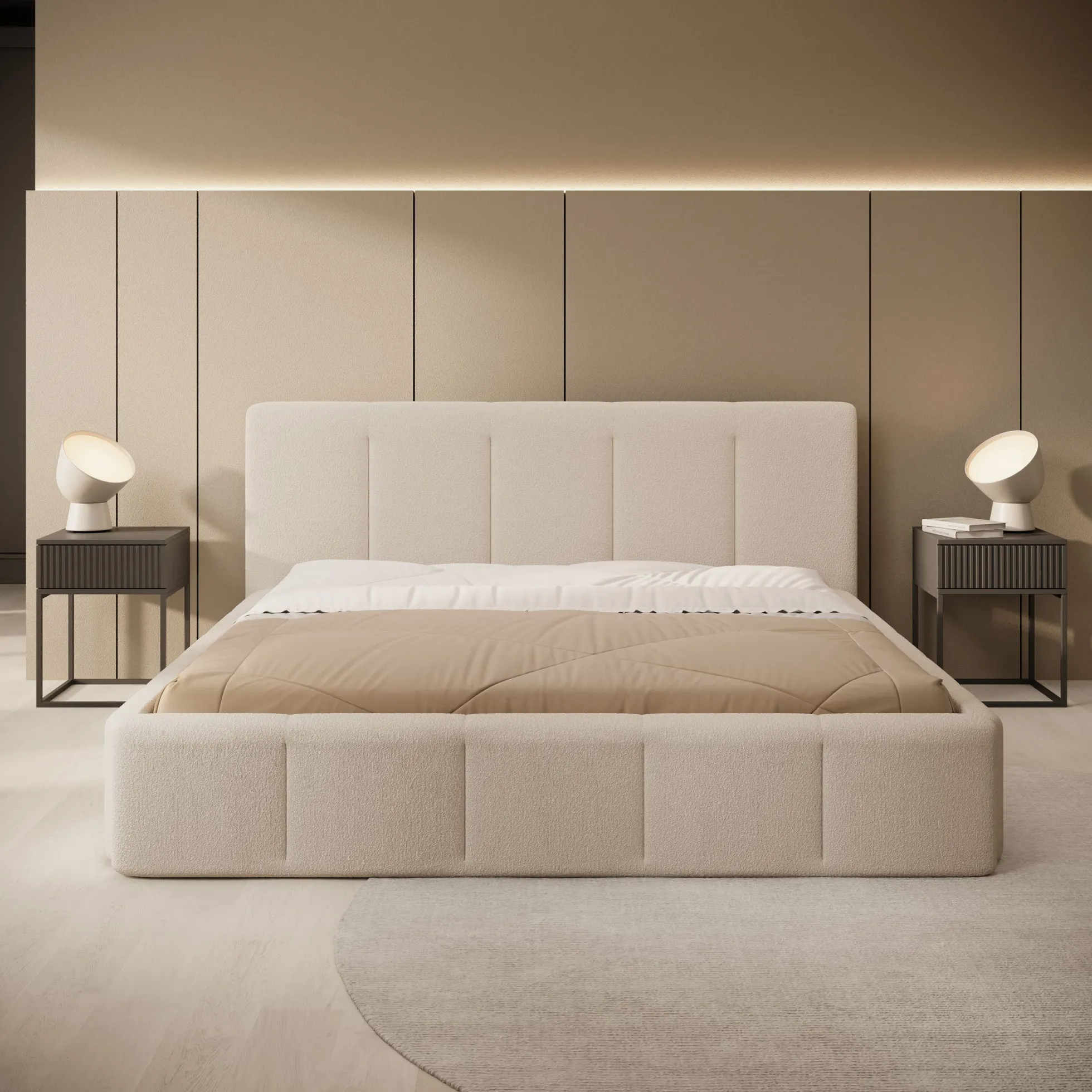 Excalibur - Tweepersoonsbed - Teddystof beige - 180x200 cm