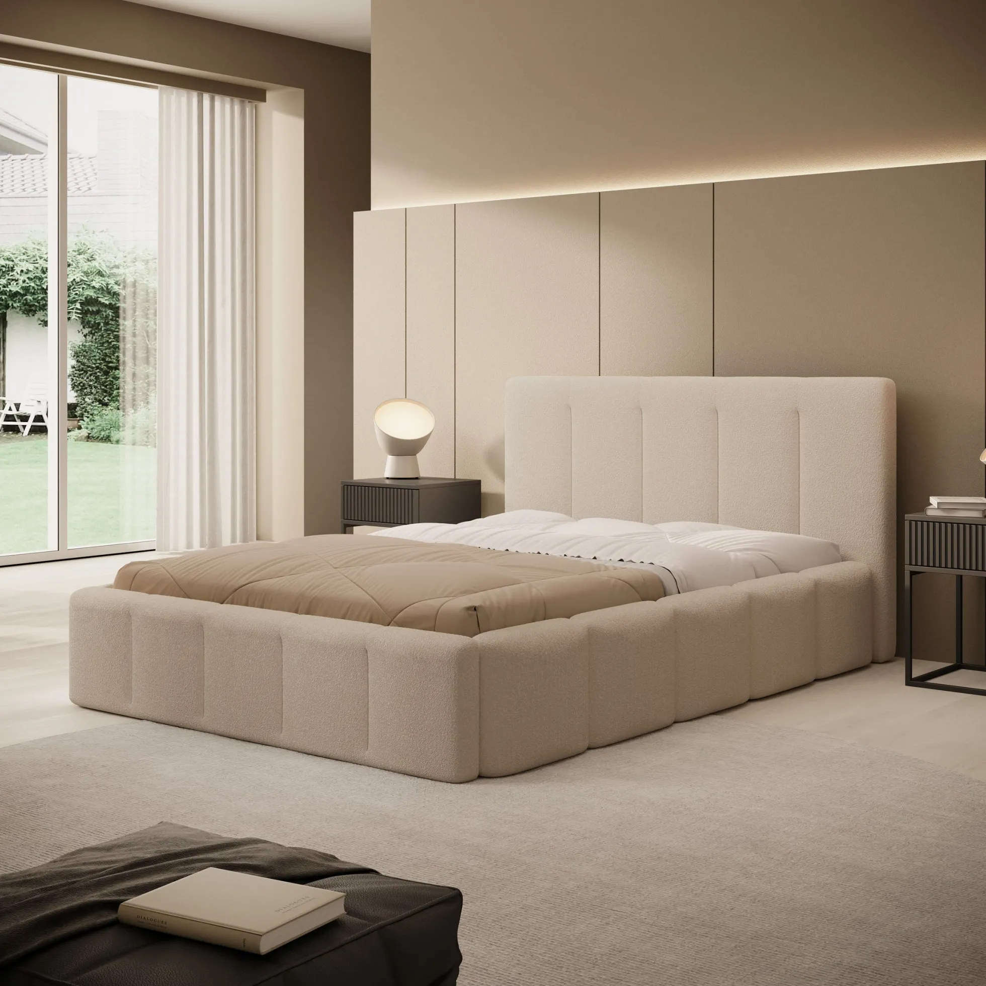 Excalibur - Tweepersoonsbed - Teddystof beige - 140x200 cm