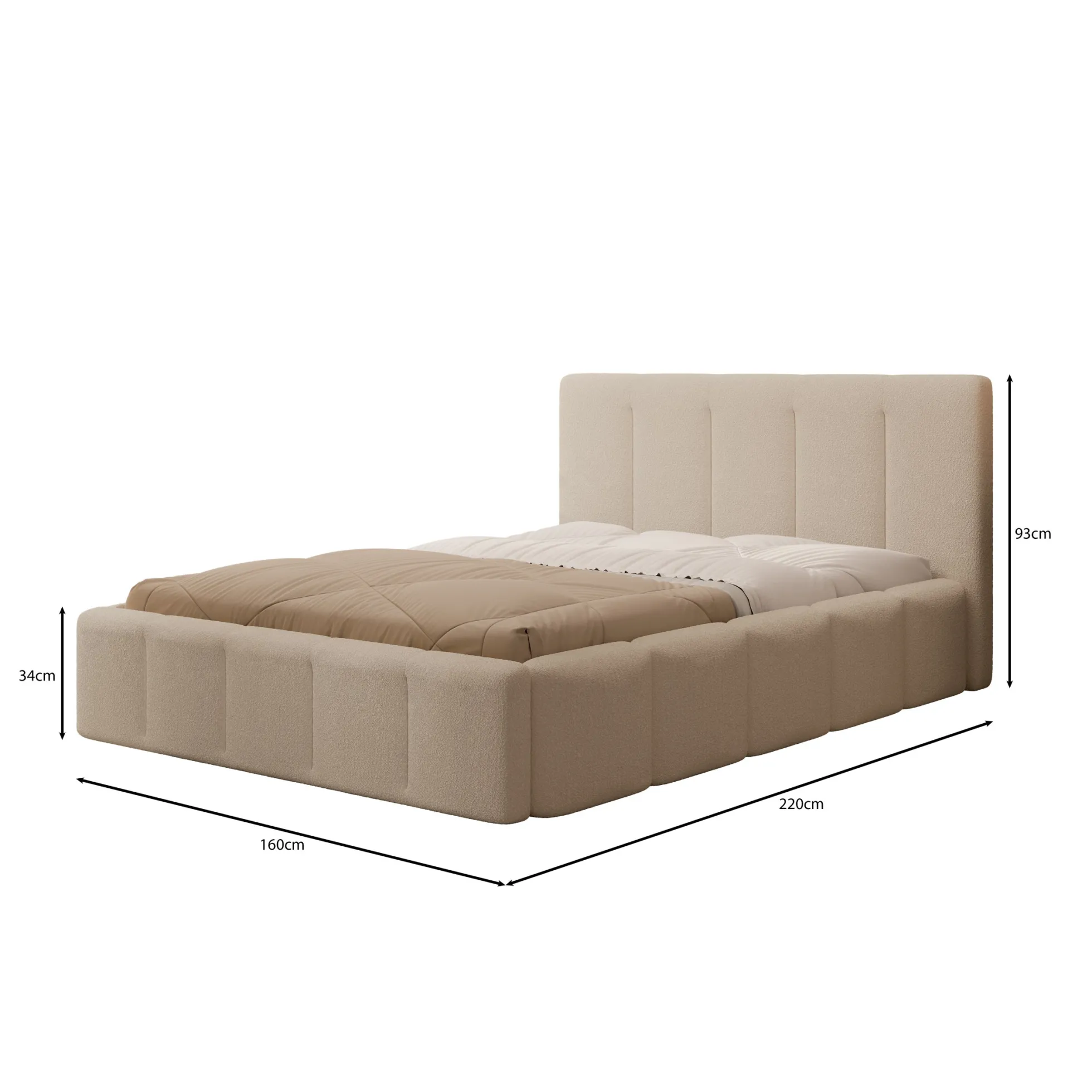 Excalibur - Tweepersoonsbed - Teddystof beige - 140x200 cm