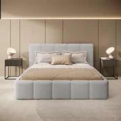 Excalibur - Tweepersoonsbed - Grijs teddystof - 160x200 cm