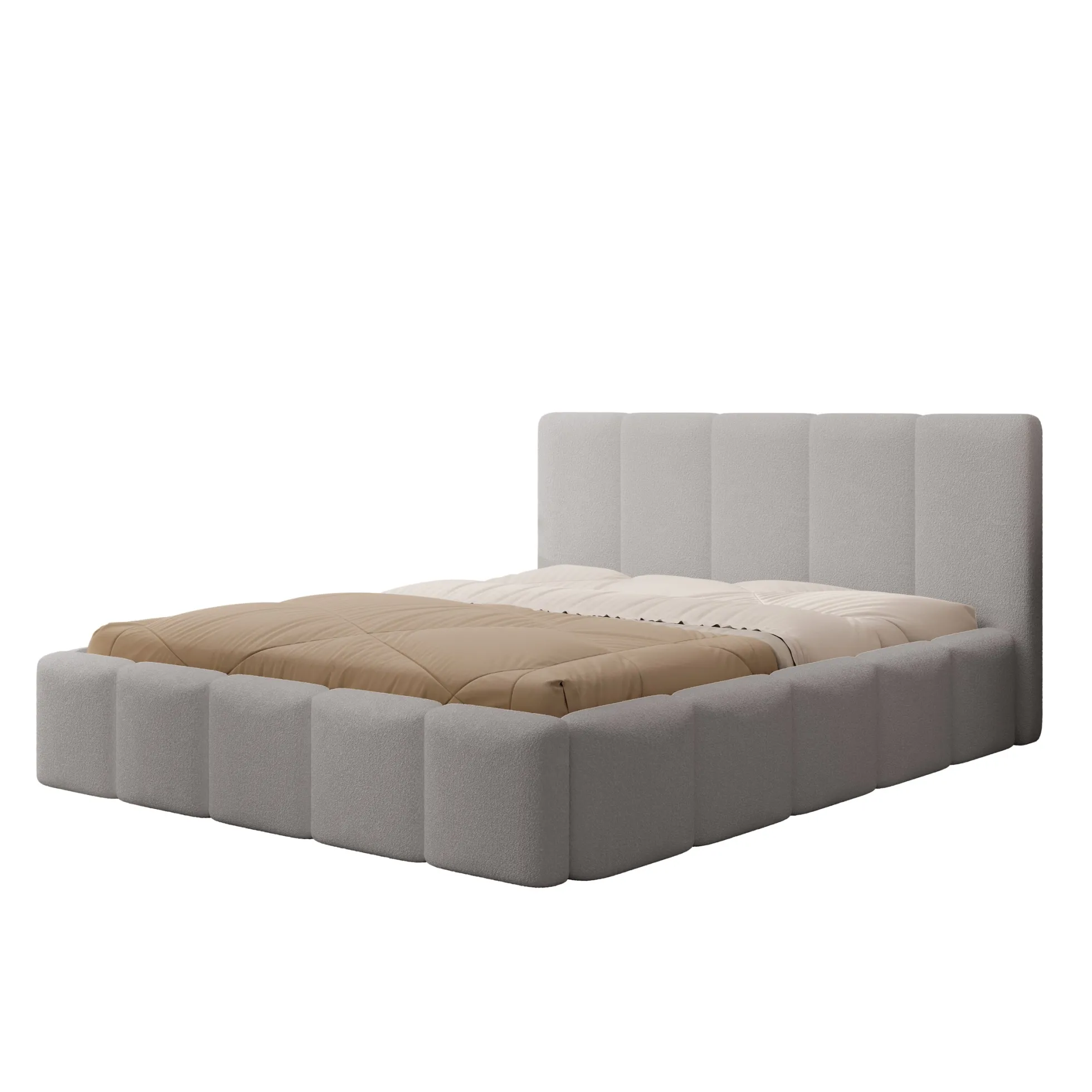 Excalibur - Tweepersoonsbed - Grijs teddystof - 160x200 cm