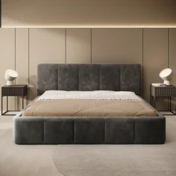 Excalibur - Tweepersoonsbed - Zwart velvet - 180x200 cm