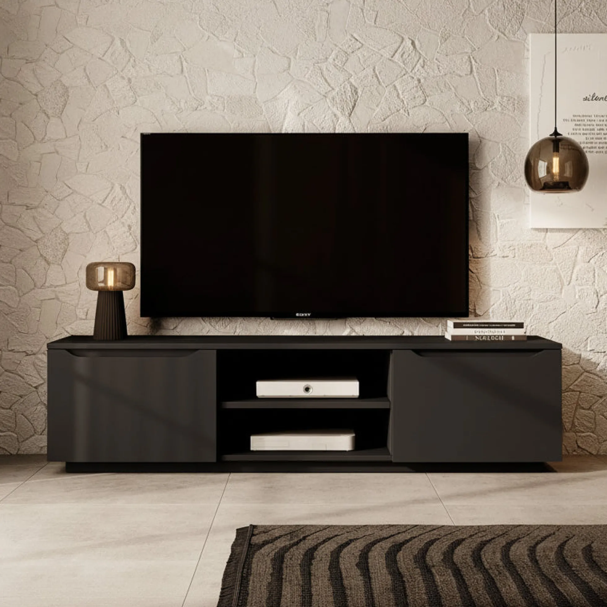 Fairmont - TV-Meubel - Mat zwart - 160 cm