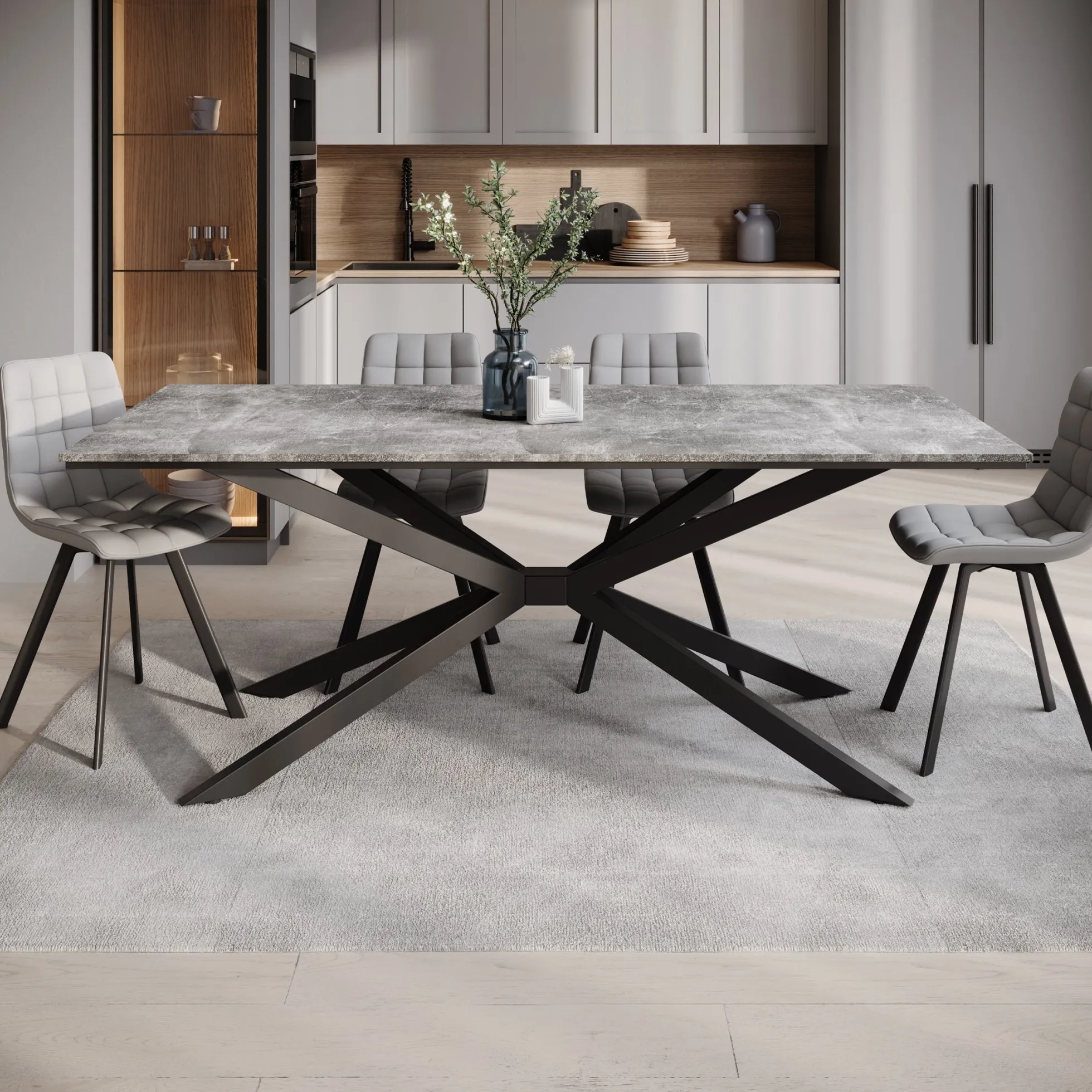 Faithley - Eetkamertafel - Betonlook - 190x90x74 cm