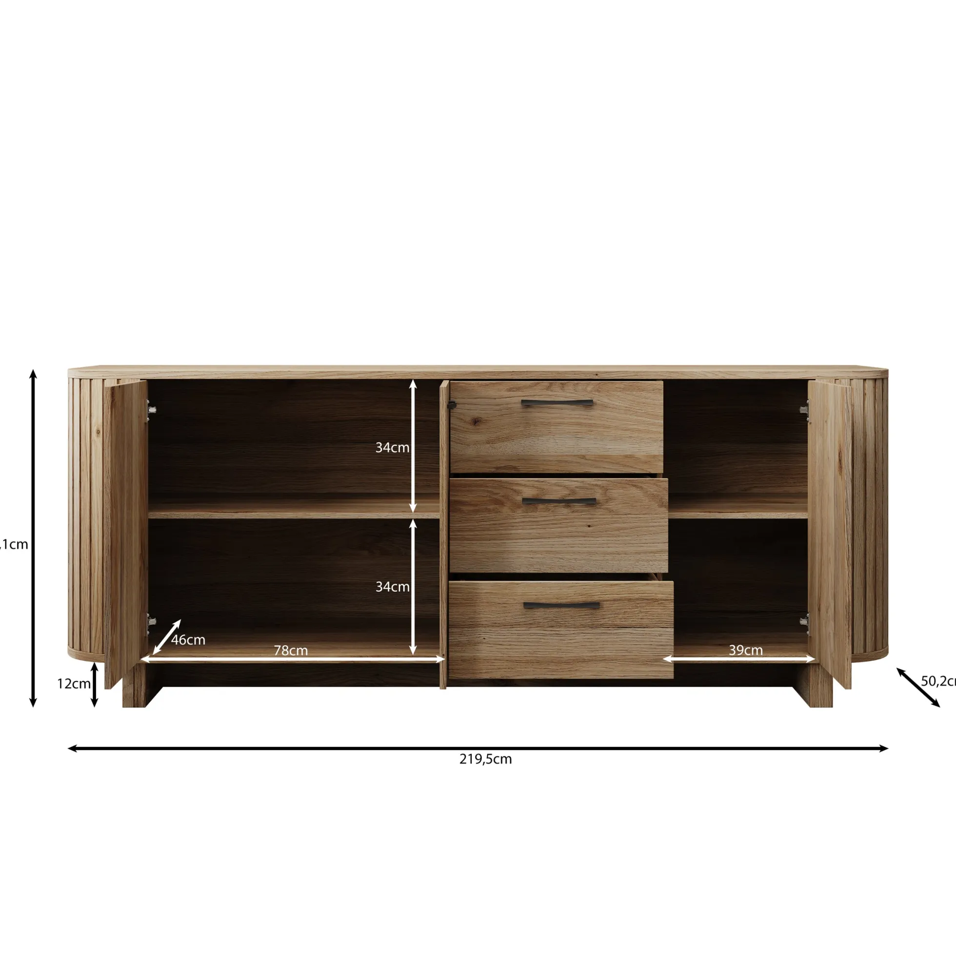 Falero - Dressoir - Eikenpatroon - 220x50x88 cm