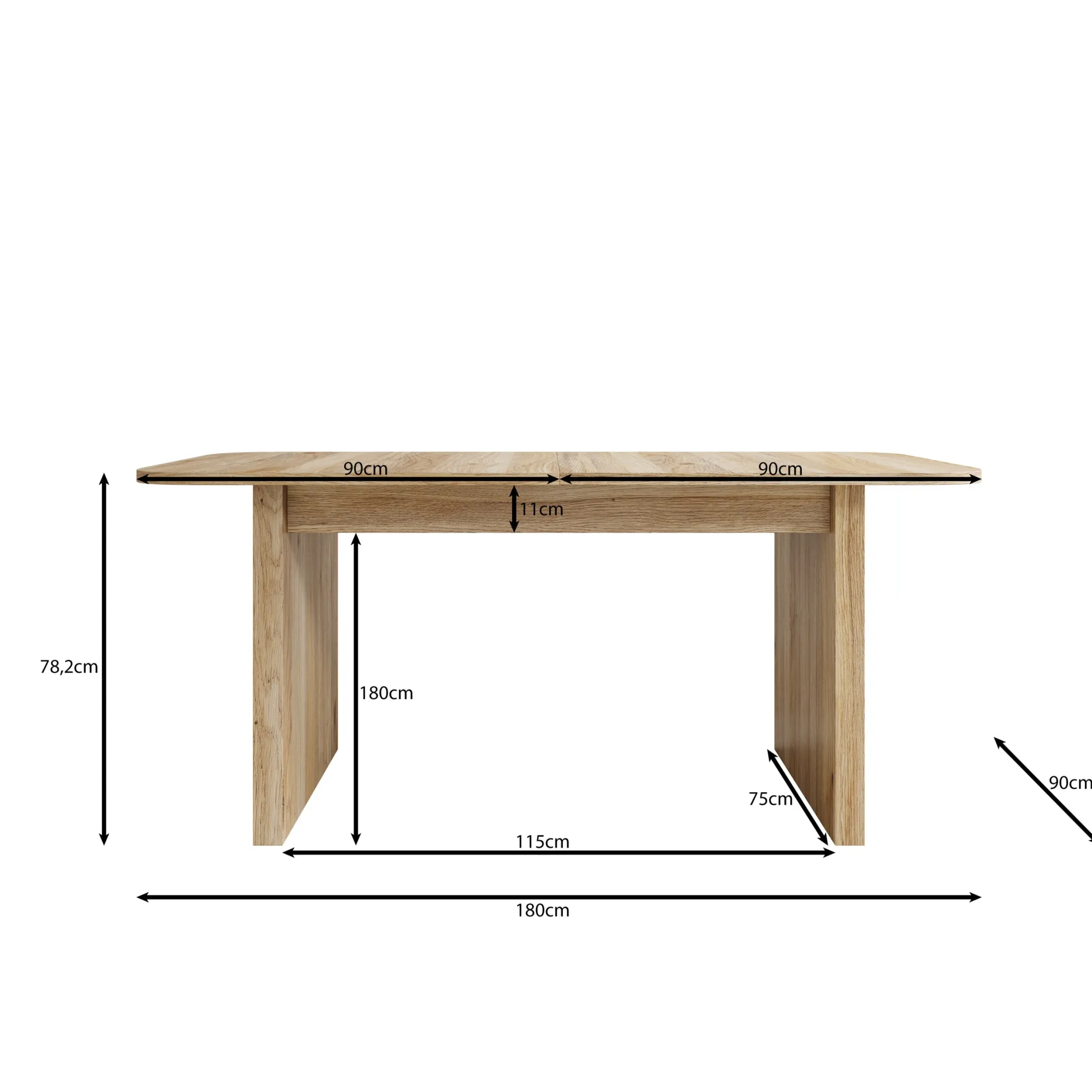Falero - Eetkamertafel - Eiken - 180x90x77 cm