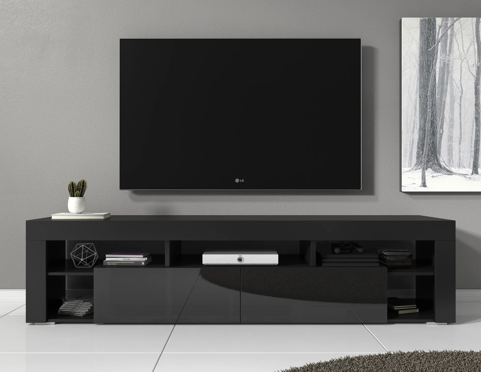 Fancy - TV-Meubel - Zwart - 200 cm