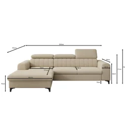 Fanoe - Hoekbank 3-zits met chaise longue - Stof zwart - Links