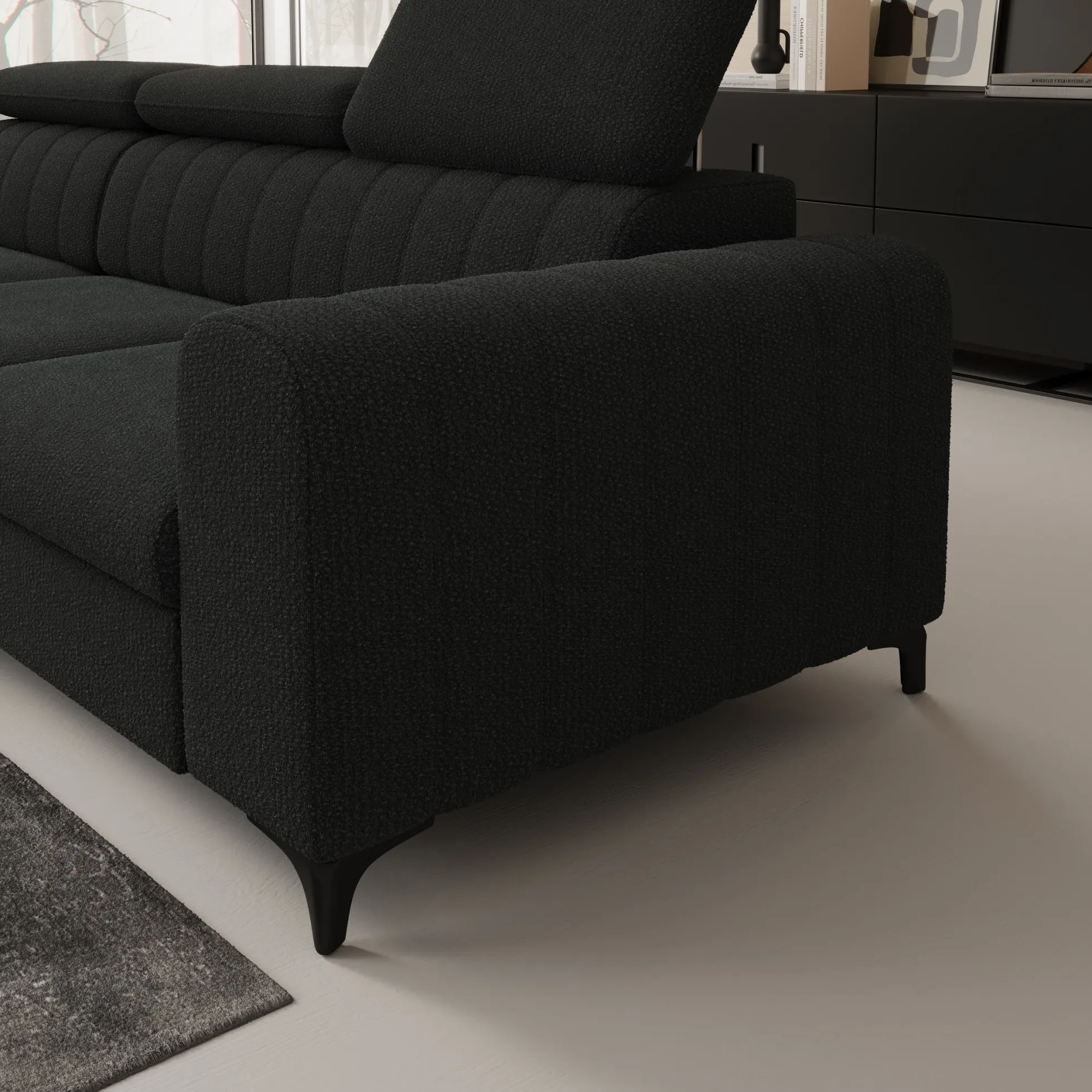 Fanoe - Hoekbank 3-zits met chaise longue - Stof zwart - Links
