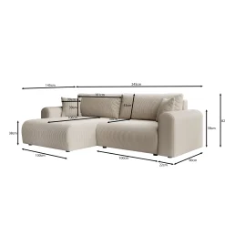 Fayel - Hoekbank 2-zits met chaise longue - Ribstof beige