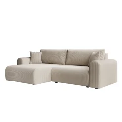 Fayel - Hoekbank 2-zits met chaise longue - Ribstof beige