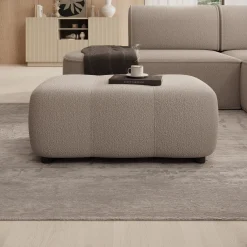 Feather - Poef - Teddystof taupe - 93x62x38 cm
