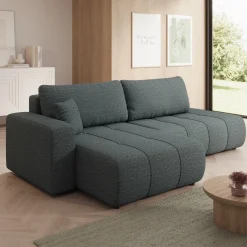 Feather L - Hoekbank - Stof zwart - Links