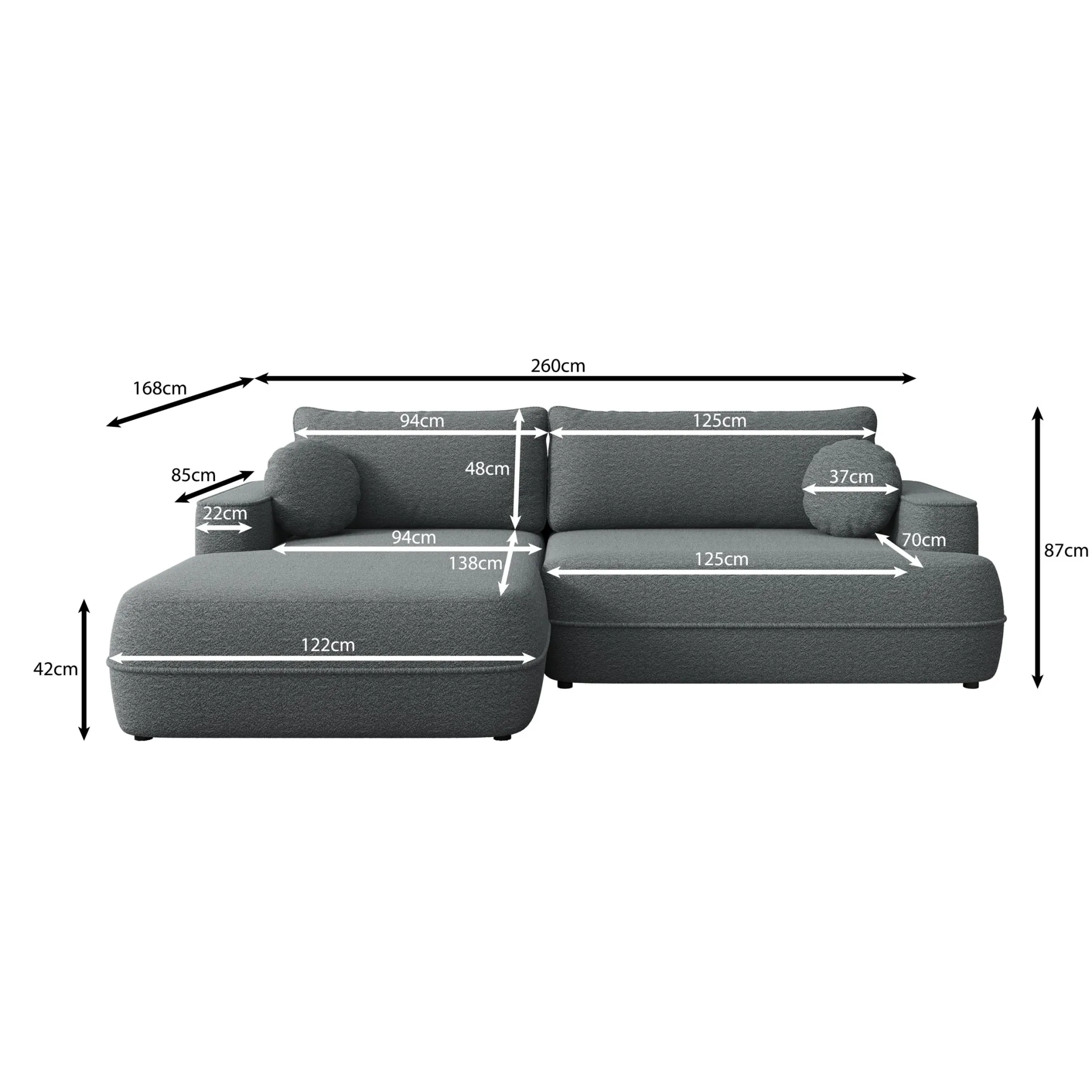 Fensa - Hoekbank 3-zits met chaise longue - Stof beige - Links