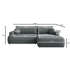 Fensa - Hoekbank 3-zits met chaise longue - Stof beige - Rechts