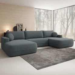 Fensa XL - Hoekbank 5-zits met chaise longue - Stof grijs