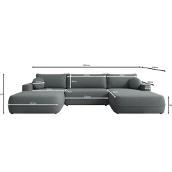 Fensa XL - Hoekbank 5-zits met chaise longue - Stof grijs