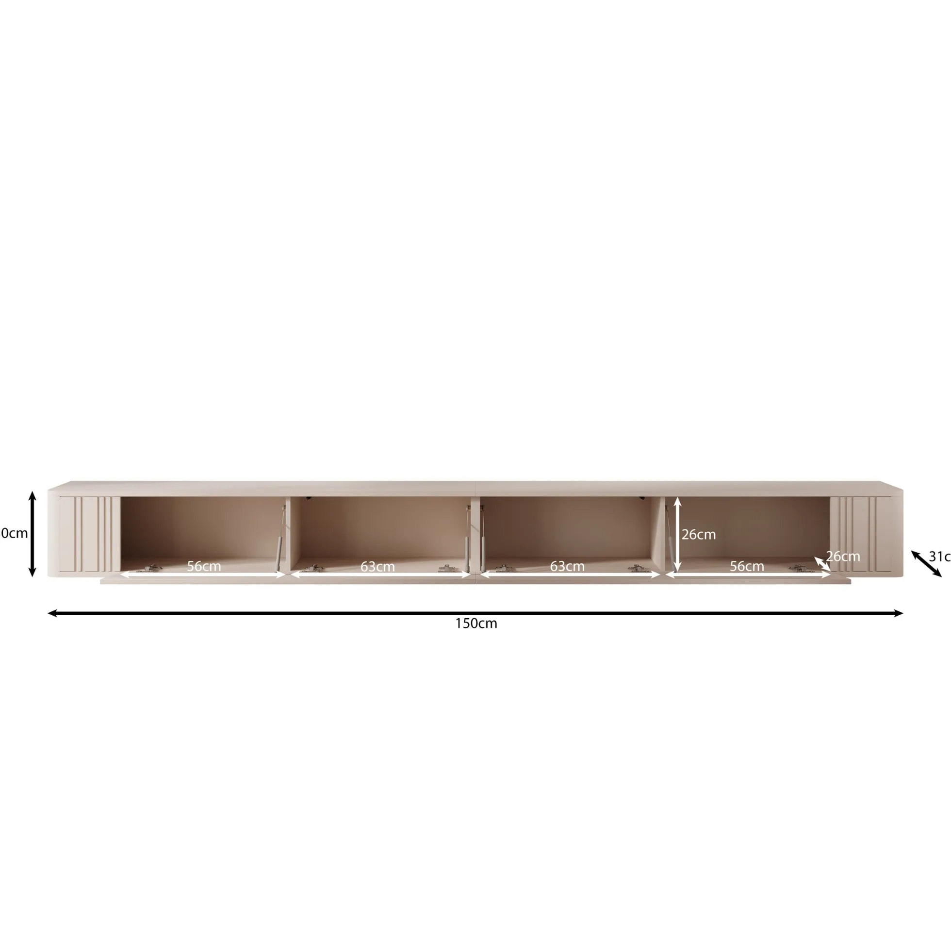 Fermano - TV-Meubel - Beige - 300x31x30 cm