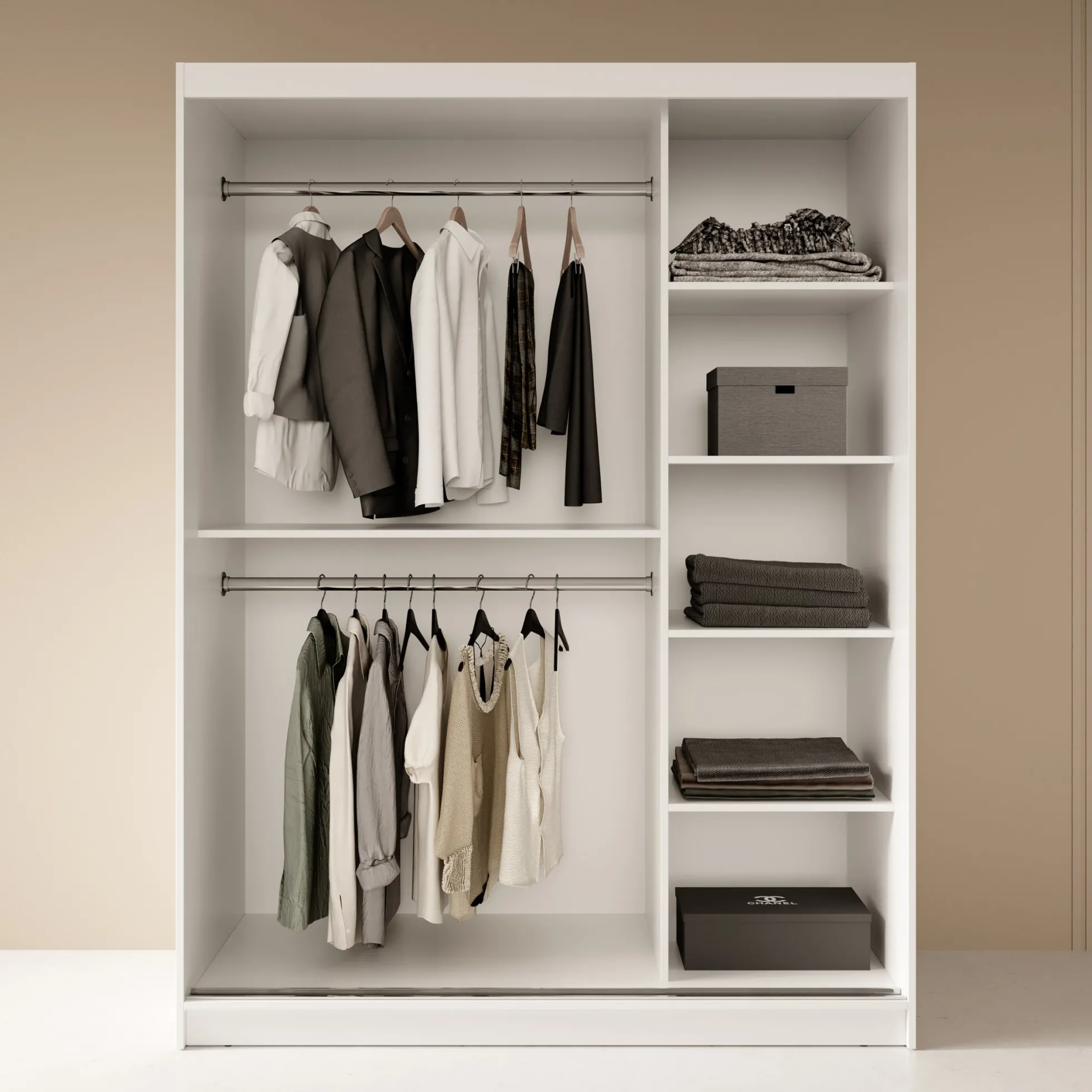 Fessaro - Kledingkast - Wit - 150x62x200 cm