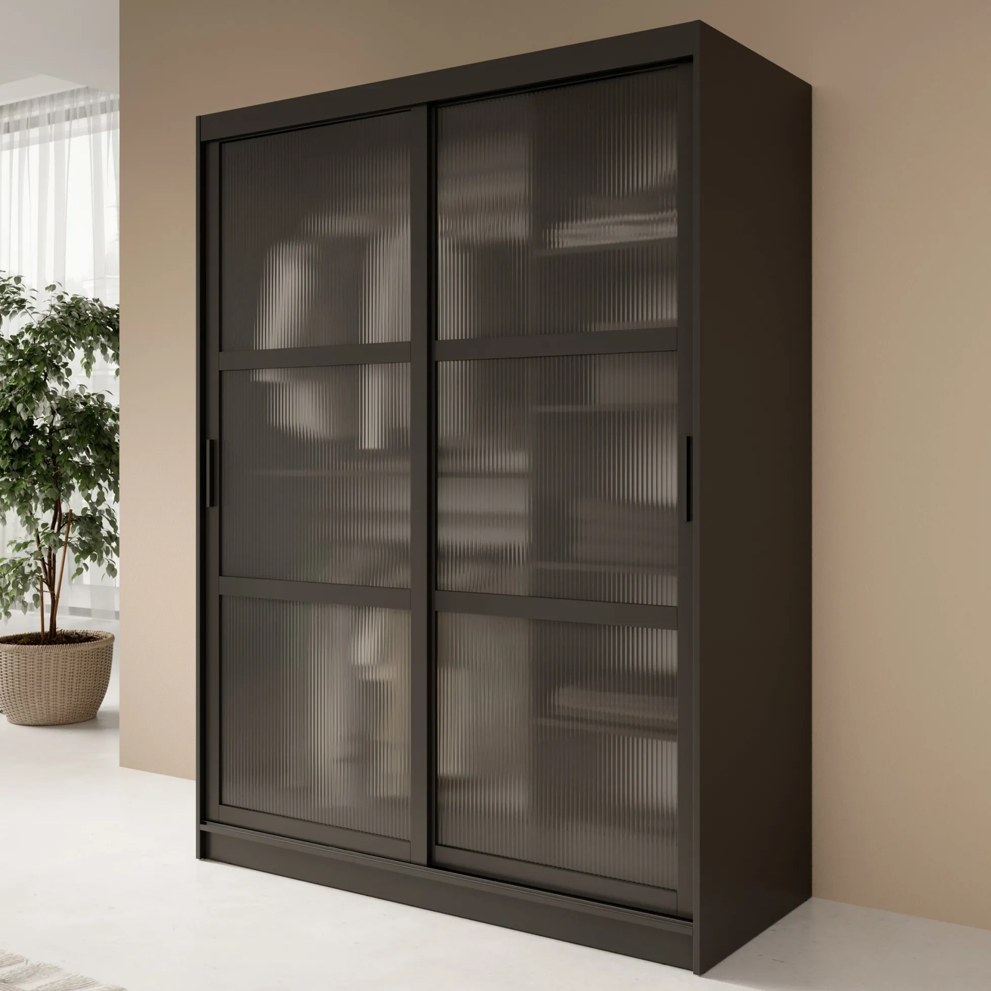 Fessaro - Kledingkast - Zwart - 150x62x200 cm