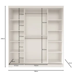Fessaro- Kledingkast - Zwart - 180x62x200 cm