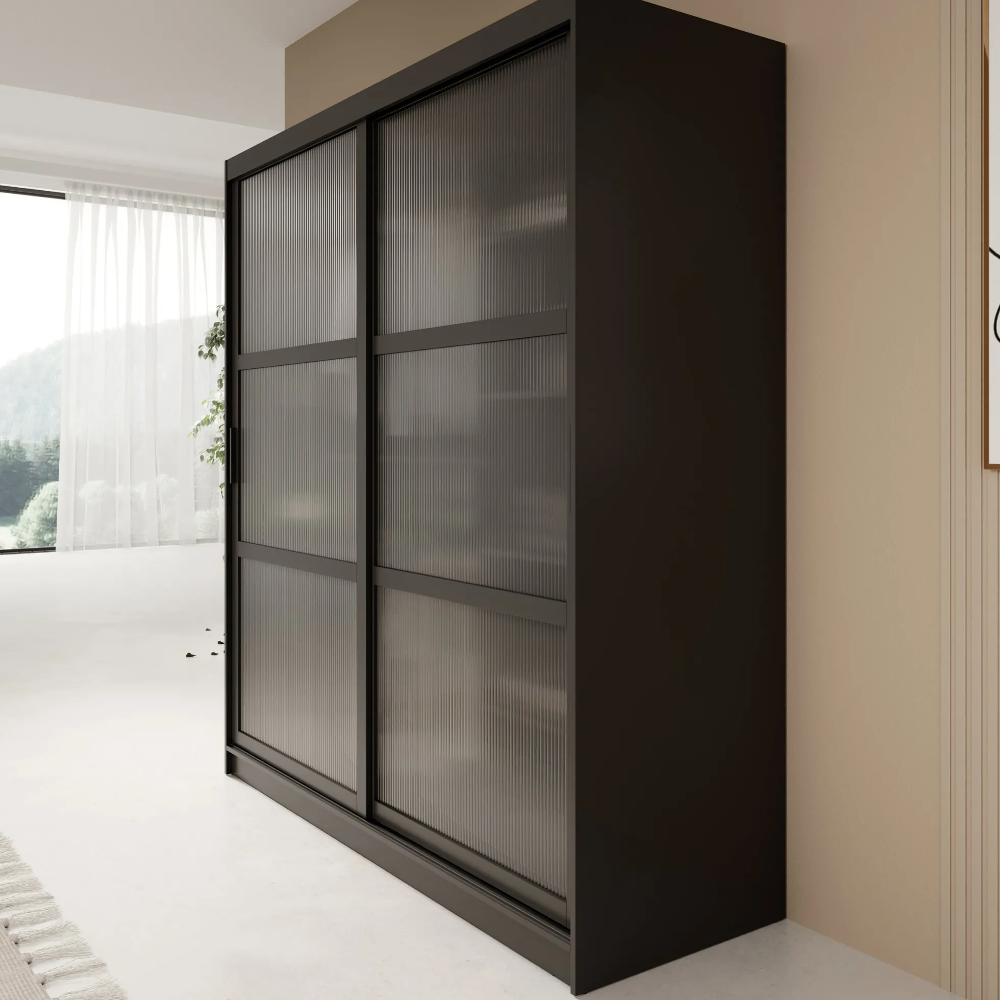 Fessaro- Kledingkast - Zwart - 180x62x200 cm