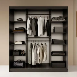 Fessaro- Kledingkast - Zwart - 180x62x200 cm