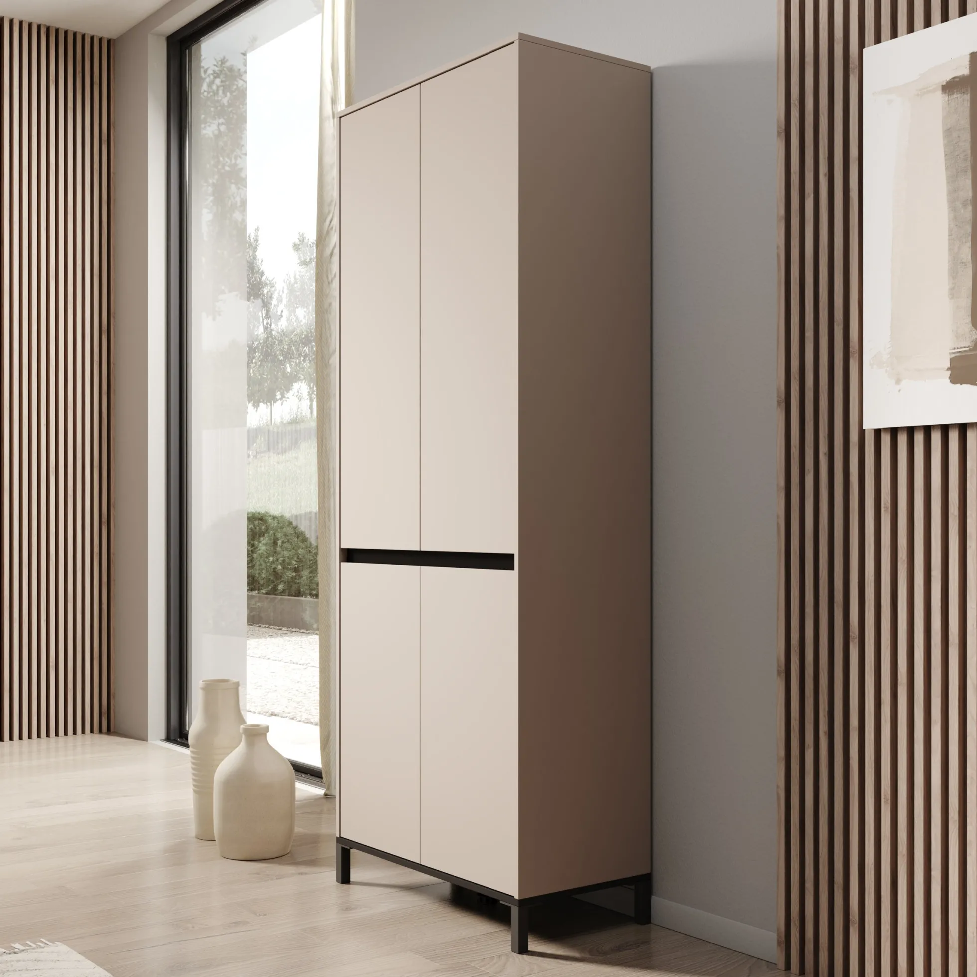 Finta - Schoenenkast - Beige - 80x40x206 cm