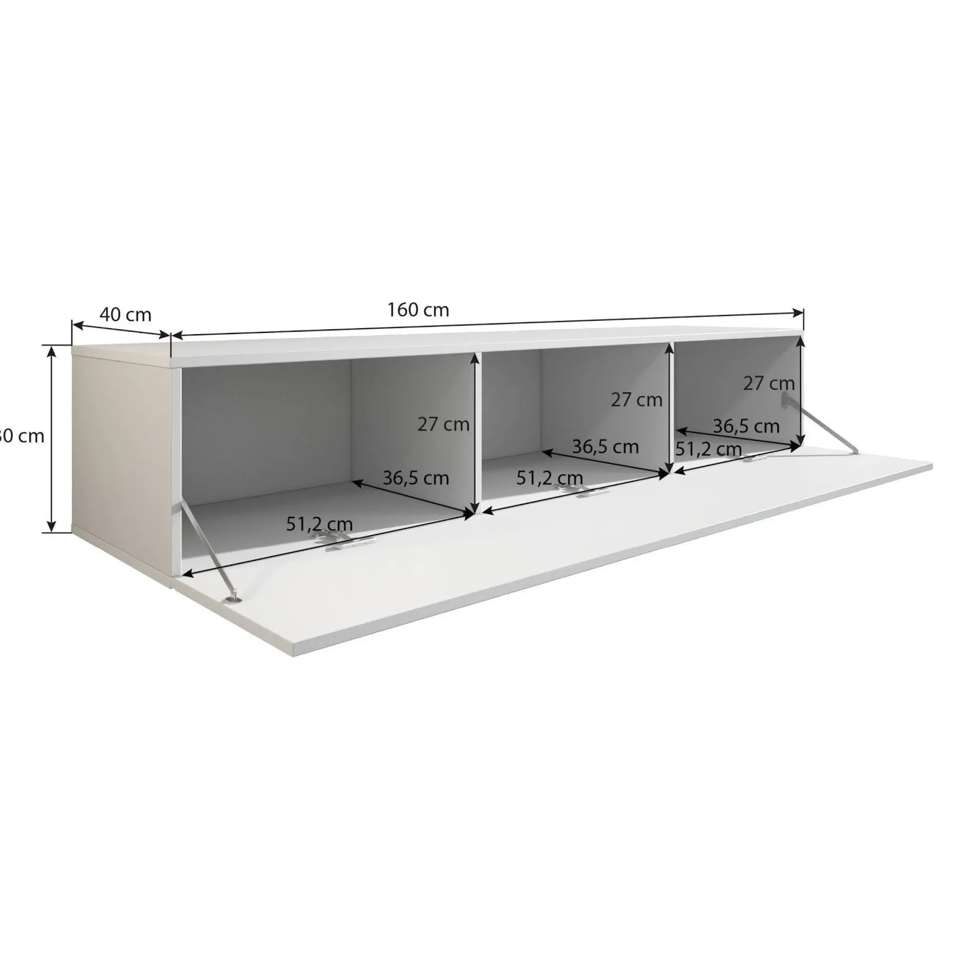 Flame - TV-Meubel - Mat zwart - 160 cm