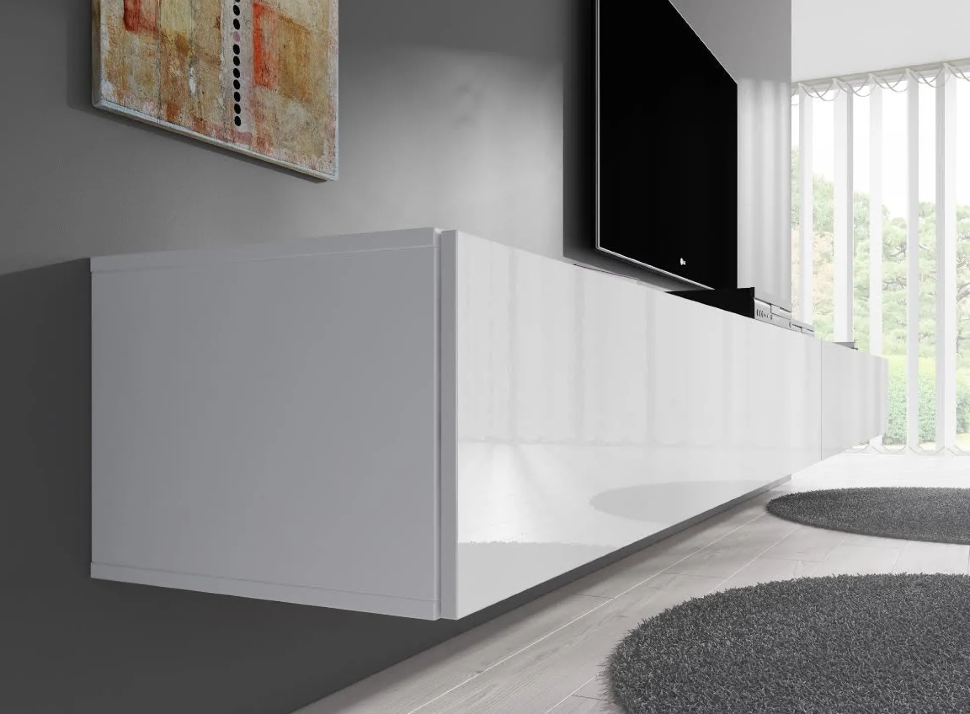Flame - TV-Meubel - Wit - 320 cm