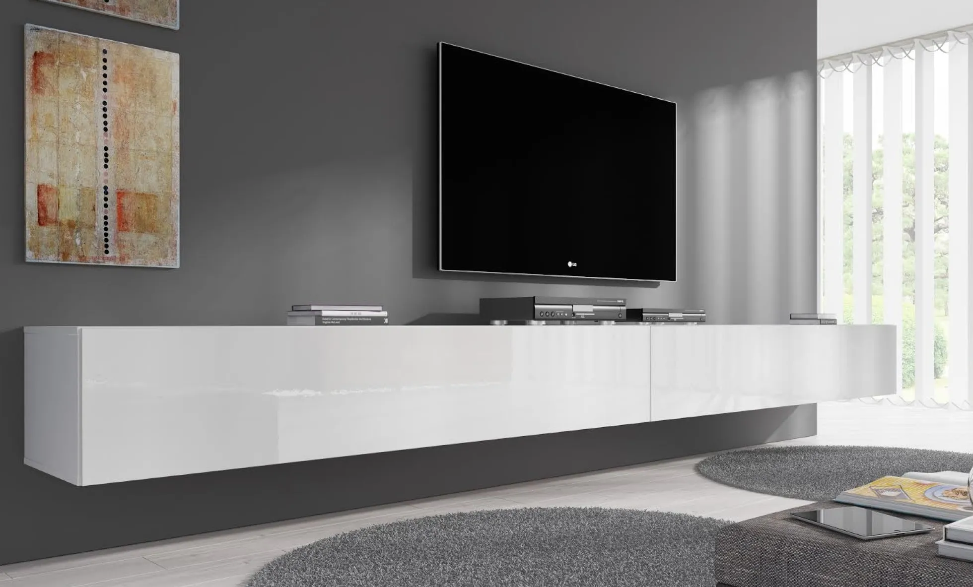 Flame - TV-Meubel - Wit - 320 cm