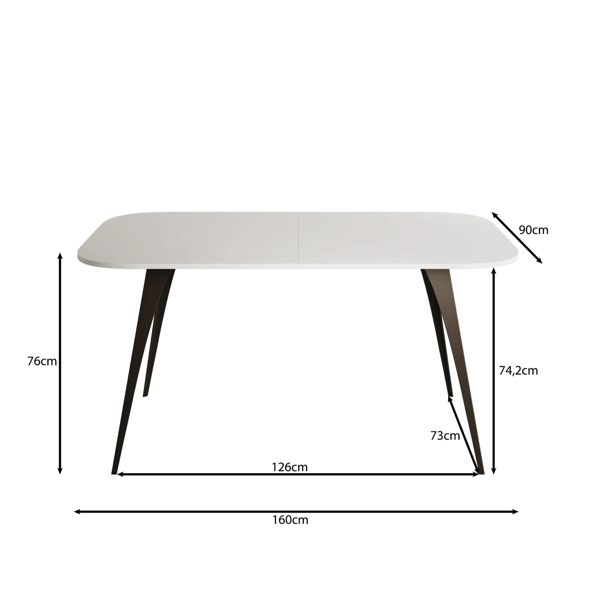 Flix - Eetkamertafel - Wit marmerlook - Uitschuifbaar - 160x90x76 cm