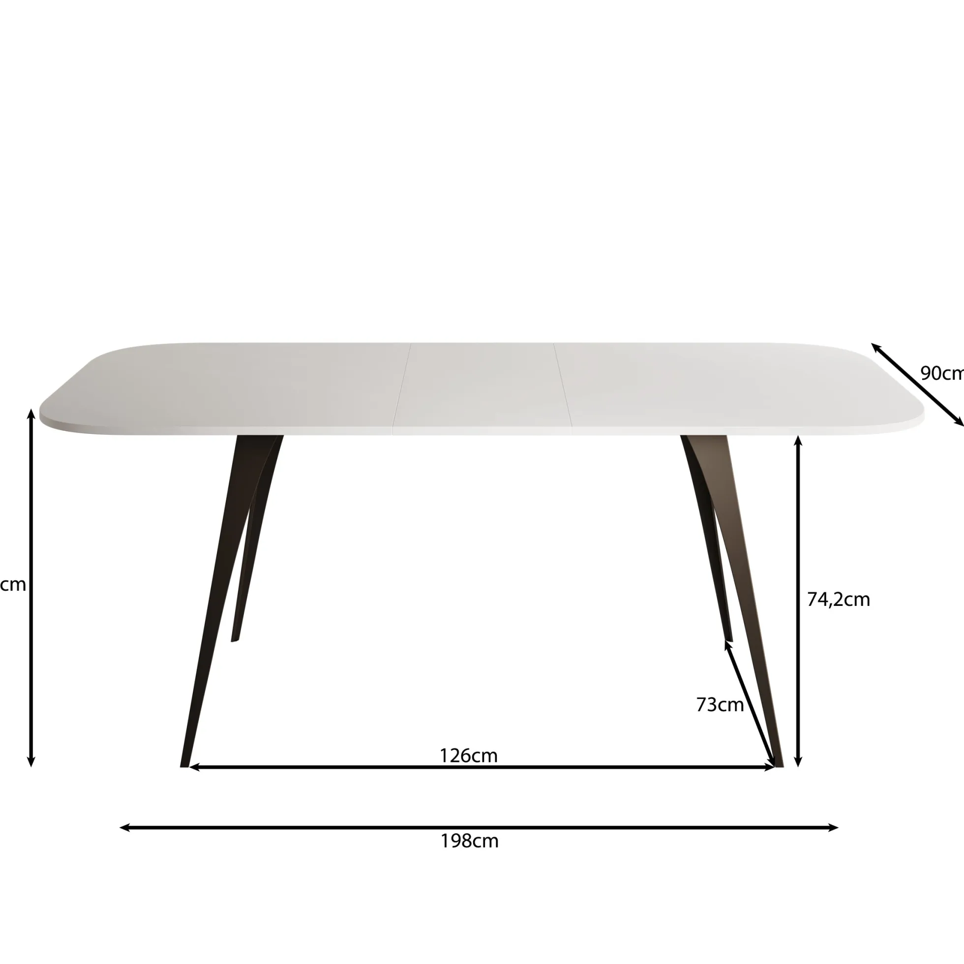 Flix - Eetkamertafel - Wit marmerlook - Uitschuifbaar - 160x90x76 cm