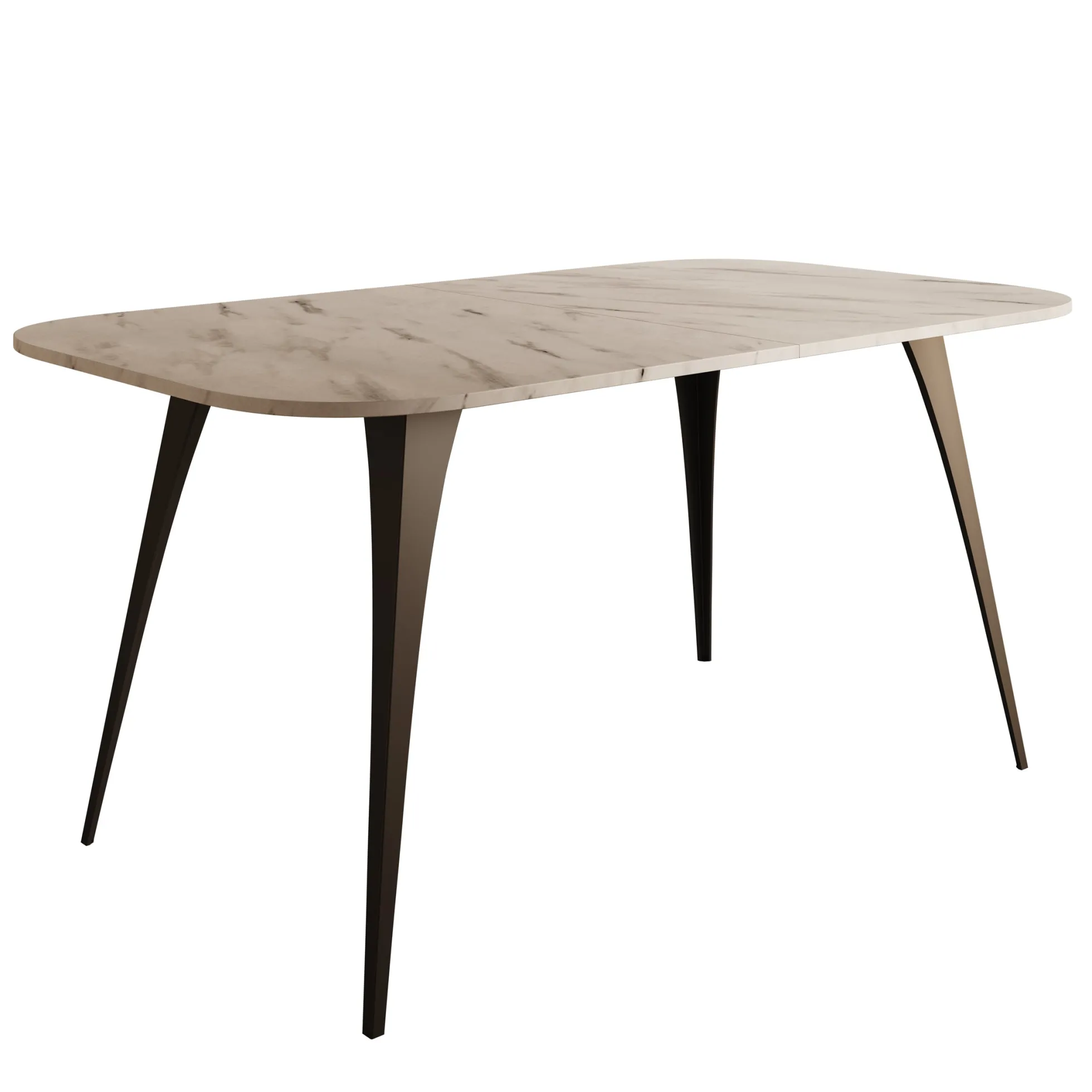 Flix - Eetkamertafel - Wit marmerlook - Uitschuifbaar - 160x90x76 cm
