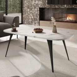 Flix - Salontafel - Wit marmerlook - 120x60x45 cm
