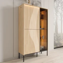 Fontello - Vitrinekast - Eikenpatroon - 92x34x157 cm