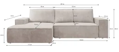 Foster - Hoekbank - Beige Ribstof - Links