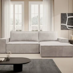 Foster - Hoekbank - Beige Ribstof - Rechts