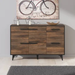 Frey - Dressoir - Donker eiken - Zwart - 135x40x86 cm