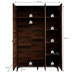 Frey - Kledingkast 3-deurs - Donker eiken - 135x50x200 cm