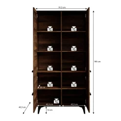 Frey - Kledingkast 4-deurs - Donker eiken - 92x40x185 cm