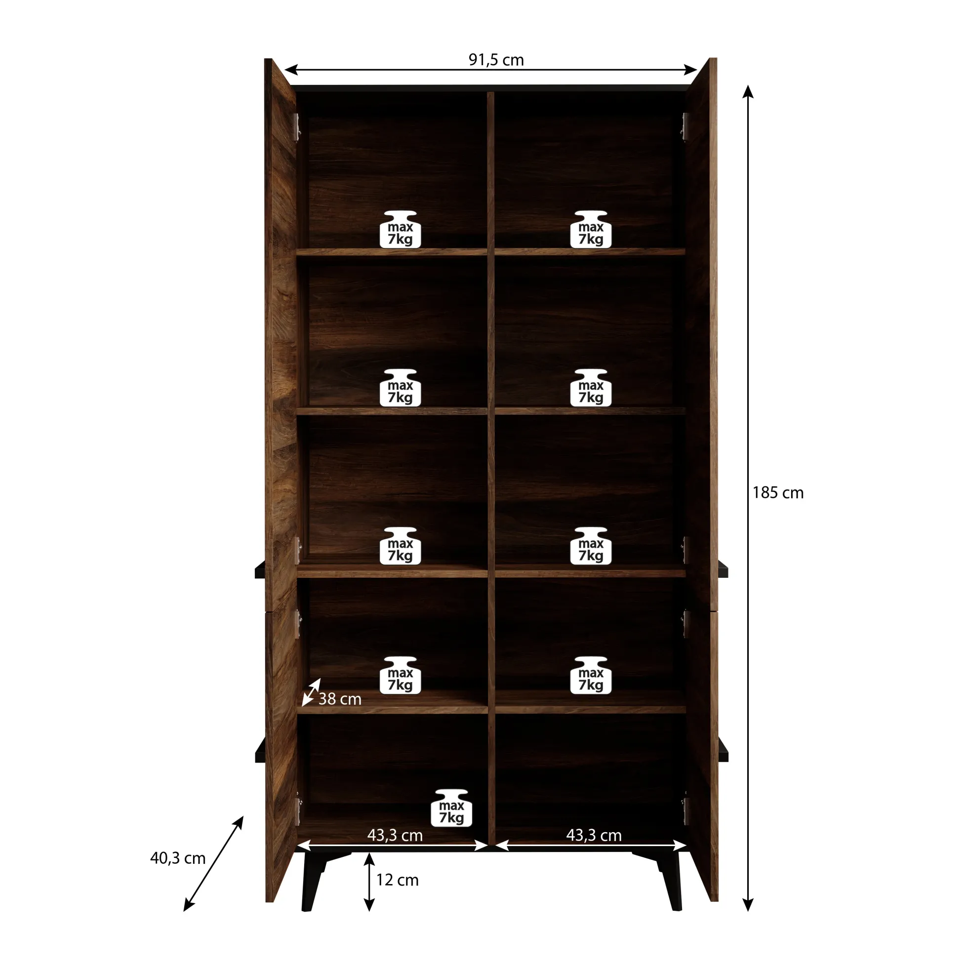 Frey - Kledingkast 4-deurs - Donker eiken - 92x40x185 cm