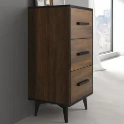 Frey - Ladekast - Donker eiken/zwart - 47x40x95 cm