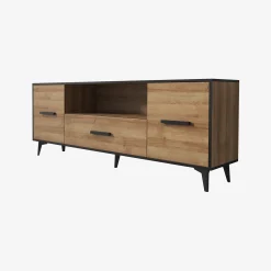 Frey - TV-Meubel - Licht eiken/zwart - 179x40x687 cm