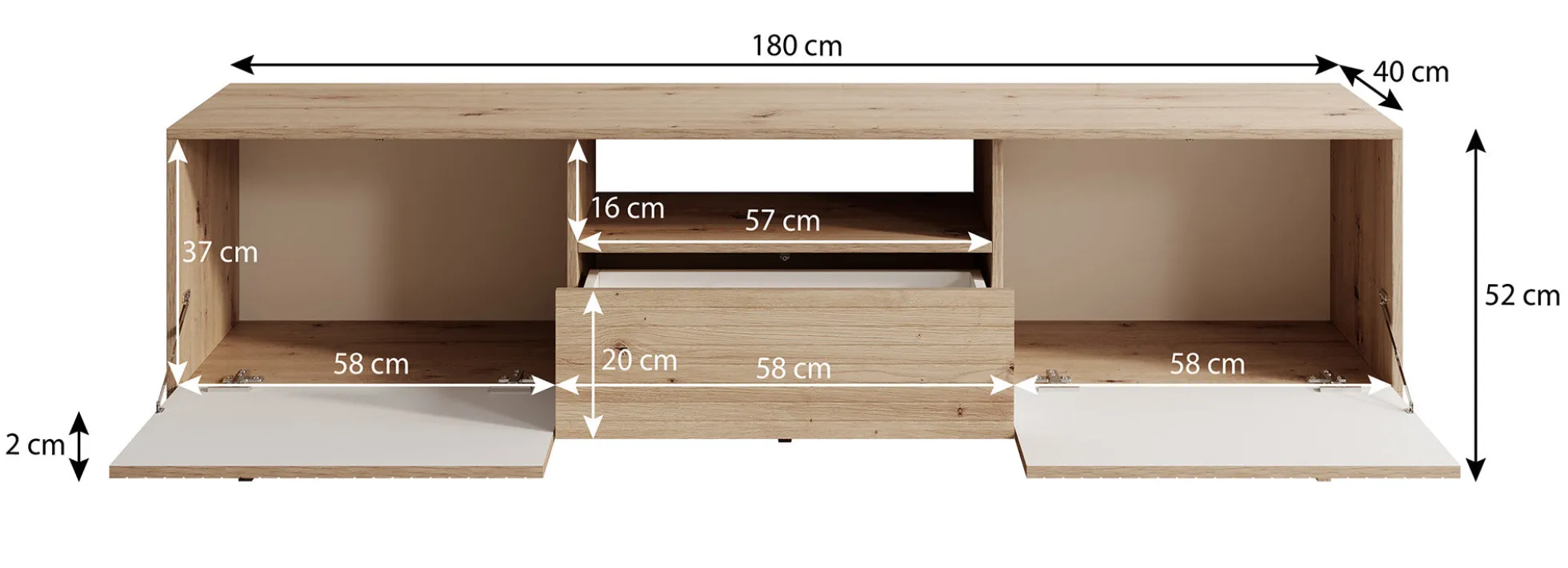 Fuzeta - TV-Meubel - Eiken - 180 cm