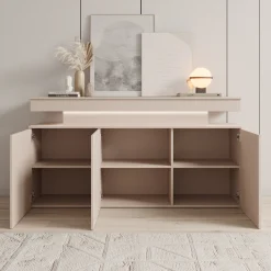 Galan - Dressoir met LED - Beige - 160x39x83 cm