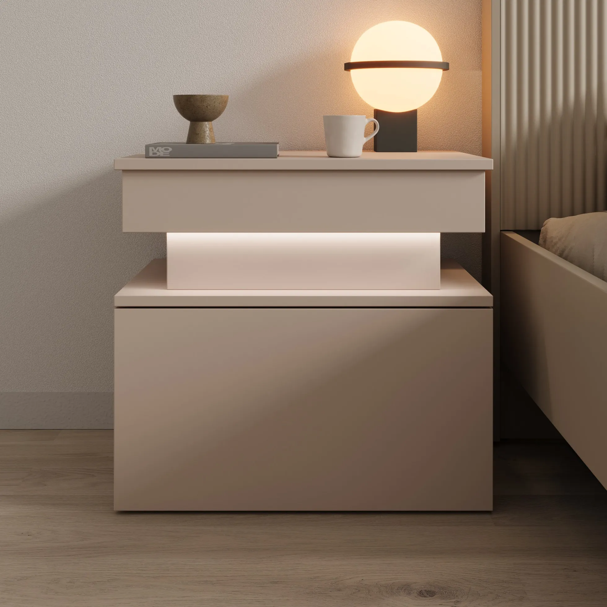 Galan - Nachtkastje - Beige - 55x39x51 cm