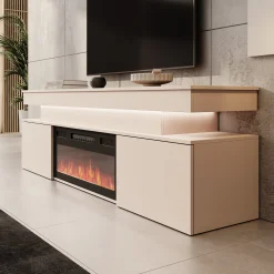 Galan - TV-Meubel met sfeerhaard - Beige - 190x39x54 cm