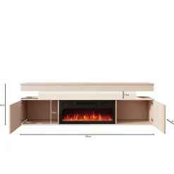 Galan - TV-Meubel met sfeerhaard - Beige - 190x39x54 cm